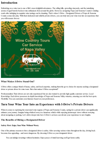 Turn Your Wine Tour Into an Experience with I-Drive’s Private Drivers