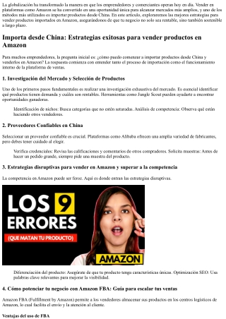 Importa desde China: Estrategias exitosas para vender productos en Amazon