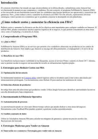 ¿Cómo reducir costos y aumentar la eficiencia con FBA?