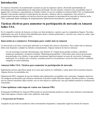 Tácticas efectivas para aumentar tu participación de mercado en Amazon Seller US