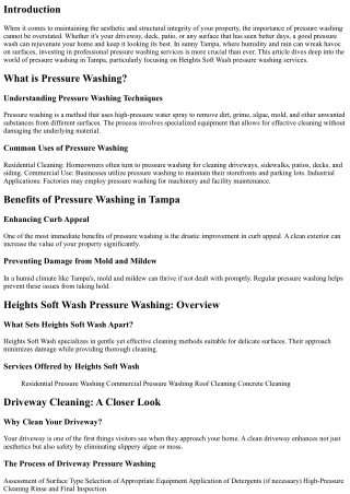 From Driveways to Decks: Comprehensive Pressure Washing Services in Tampa