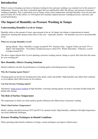 The Impact of Humidity on Pressure Washing in Tampa