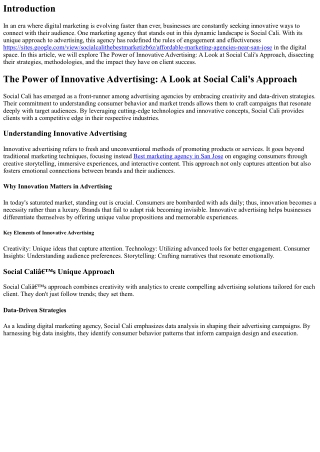 The Power of Innovative Advertising: A Look at Social Cali's Approach.