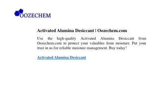 Activated Alumina Desiccant Oozechem.com