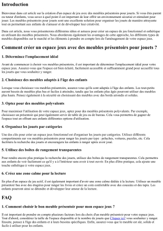Comment créer un espace jeux avec des meubles présentoirs pour jouets