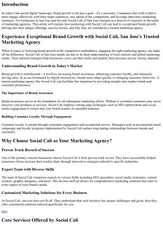 Experience Exceptional Brand Growth with Social Cali, San Jose's Trusted Marketi