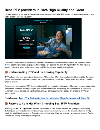 Best IPTV providers in 2025 High Quality and Great
