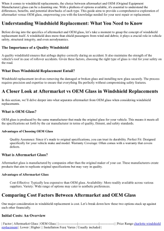 A Closer Look at Aftermarket vs OEM Glass in Windshield Replacements