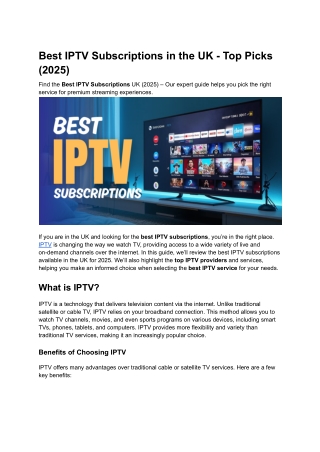 Best IPTV Subscriptions in the UK - Top Picks (2025)