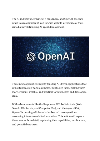 OpenAI’s New Tools for Building AI Agents A Game-Changer for Developers and Businesses