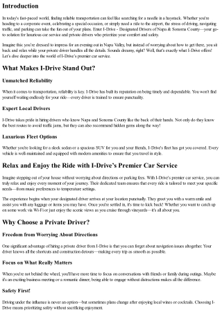 Relax and Enjoy the Ride with I-Drive’s Premier Car Service