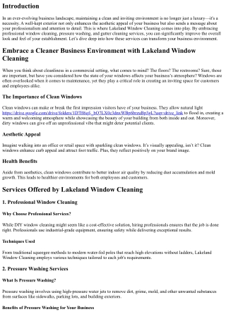 Embrace a Cleaner Business Environment with Lakeland Window Cleaning