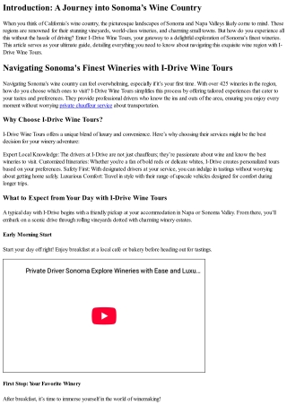 Navigating Sonoma's Finest Wineries with I-Drive Wine Tours