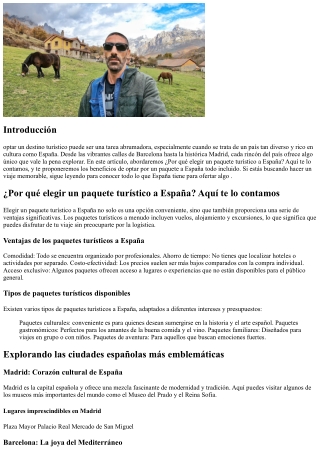 ¿Por qué decidirse  un paquete turístico a España? Aquí te lo contamos
