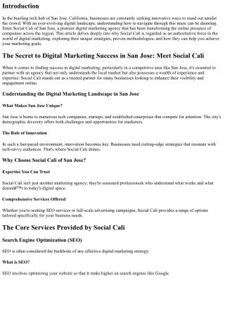 The Secret to Digital Marketing Success in San Jose: Meet Social Cali