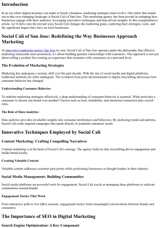 Social Cali of San Jose: Redefining the Way Businesses Approach Marketing.