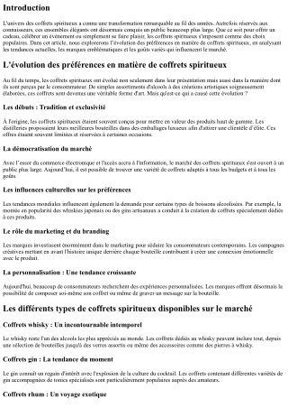 L'évolution des préférences en matière de coffrets spiritueux