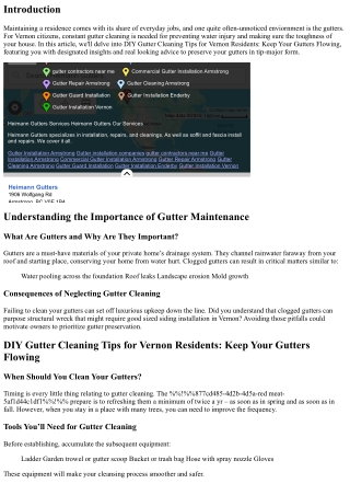 DIY Gutter Cleaning Tips for Vernon Residents: Keep Your Gutters Flowing