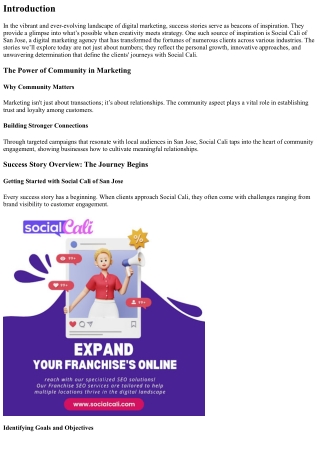 Get Inspired by the Success Stories from Social Cali's Clients in San Jose