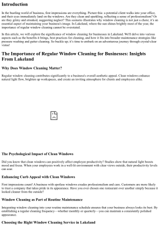 The Importance of Regular Window Cleaning for Businesses: Insights From Lakeland
