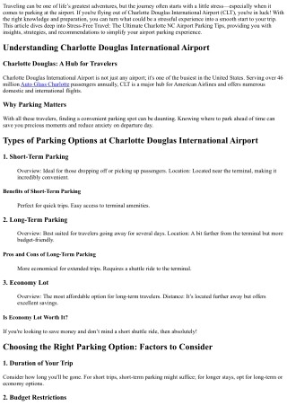 Stress-Free Travel: The Ultimate Charlotte NC Airport Parking Tips
