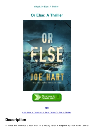 eBook Or Else A Thriller