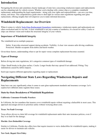 Navigating Different State Laws Regarding Windscreen Repairs and Replacements