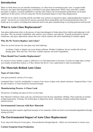 The Environmental Impact of Auto Glass Replacement