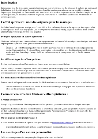 Coffret spiritueux : une idée originale pour les mariages