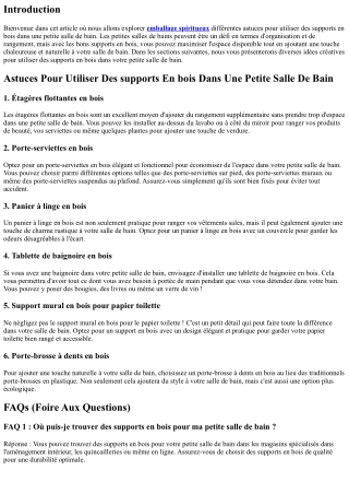 Astuces Pour Utiliser Des supports En bois Dans Une Petite Salle De Bain