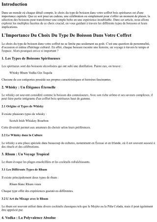 “L’Importance Du Choix Du Type De Boisson Dans Votre Coffret”