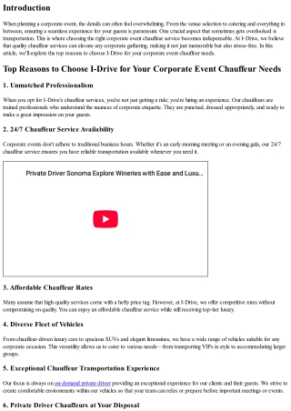 Top Reasons to Choose I-Drive for Your Corporate Event Chauffeur Needs