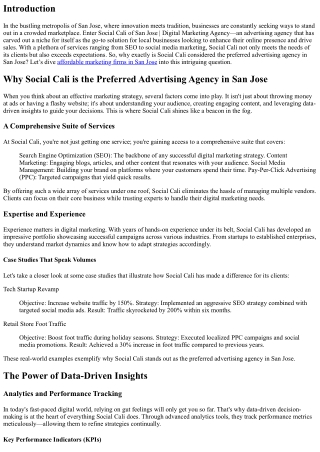 Why Social Cali is the Preferred Advertising Agency in San Jose