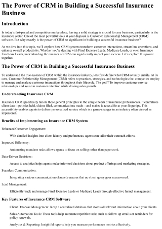 The Power of CRM in Building a Successful Insurance Business