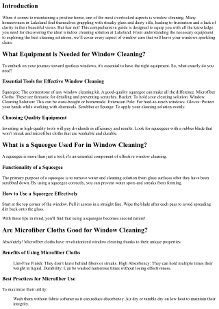 Discovering the Ideal Window Cleaning Solution at Lakeland.