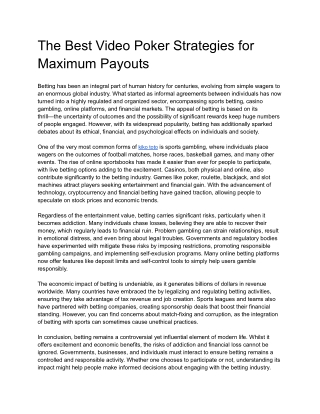 The Best Video Poker Strategies for Maximum Payouts