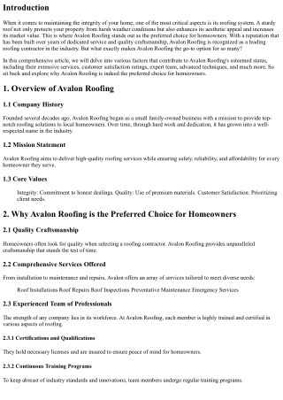 Why Avalon Roofing is the Preferred Choice for Homeowners.