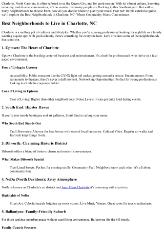 Best Neighborhoods in Charlotte, NC: Where Community Meets Convenience