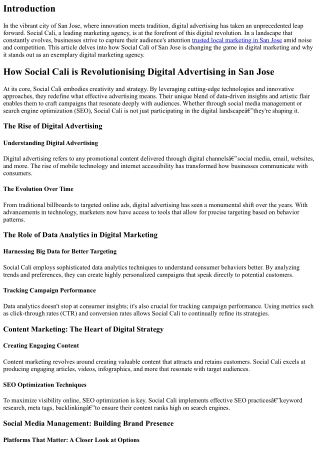 How Social Cali is Revolutionising Digital Advertising in San Jose.