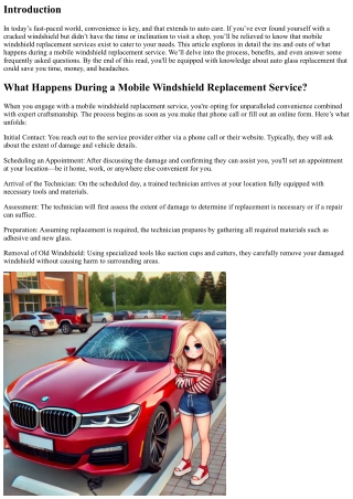 What Happens During a Mobile Windshield Replacement Service?