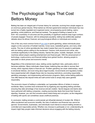 The Psychological Traps That Cost Bettors Money