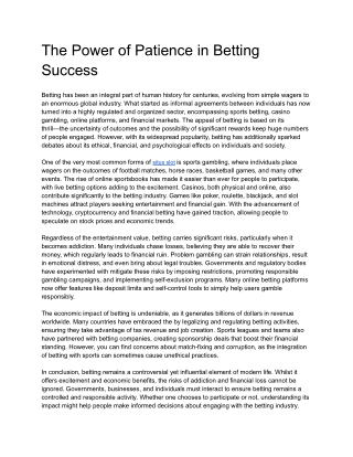The Power of Patience in Betting Success