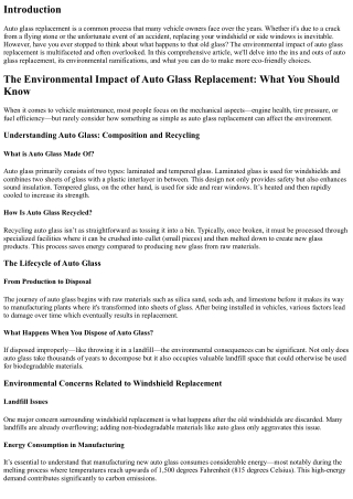 The Environmental Impact of Auto Glass Replacement: What You Should Know
