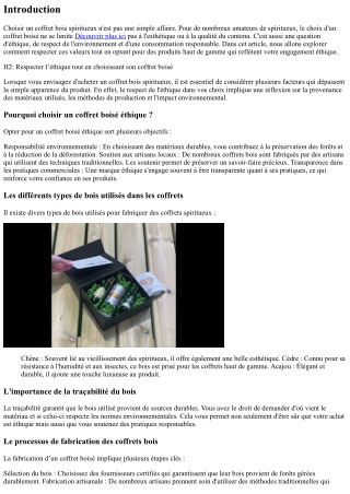 “Respecter l’éthique tout en choisissant son coffret boisé”