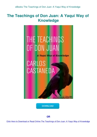 eBooks The Teachings of Don Juan A Yaqui Way of Knowledge