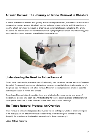 A Fresh Canvas The Journey of Tattoo Removal in Cheshire