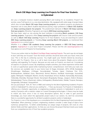 Btech CSE Major Deep Learning Live Projects for Final Year Students  in Hyderabad