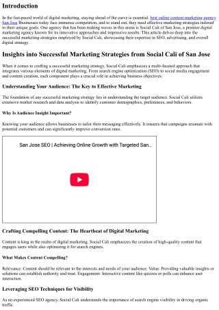 Insights into Successful Marketing Strategies from Social Cali of San Jose