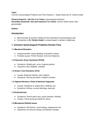 Common Gynecological Problems and Their Solutions – Expert Advice by Dr. Sindhu Kodali