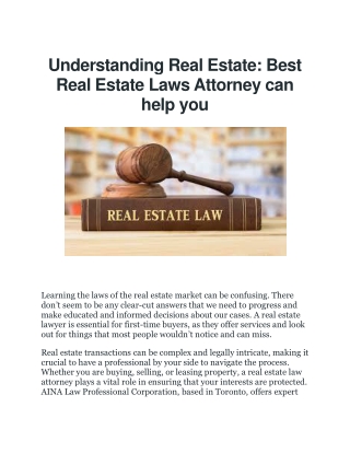Real Estate Law Attorney | AINA Law Professional Corporation